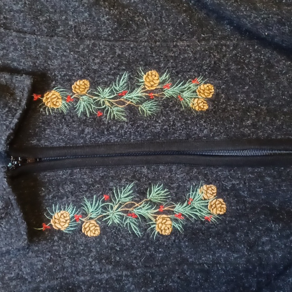 Vintage Art Unlimited Sportswear Women's Black Fleece Embroidered Jacket XL - Picture 3 of 8